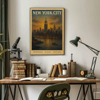 New York City Skyline at Sunset Poster