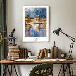 Louvre Pyramid at Night: Impressionistic Travel Poster PosterGoat