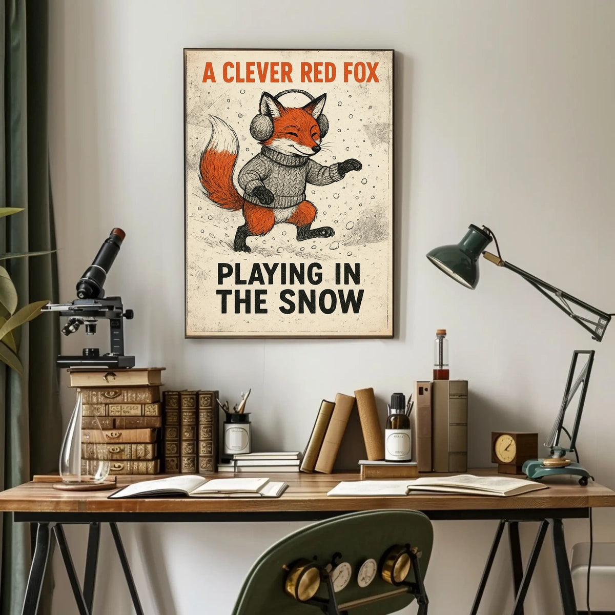 Fox Playing In Snow Poster