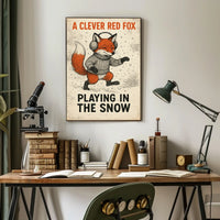 Fox Playing In Snow Poster