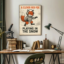 Fox Playing In Snow Poster