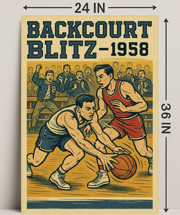 Backcourt Blitz 1958 Vintage Sports Poster