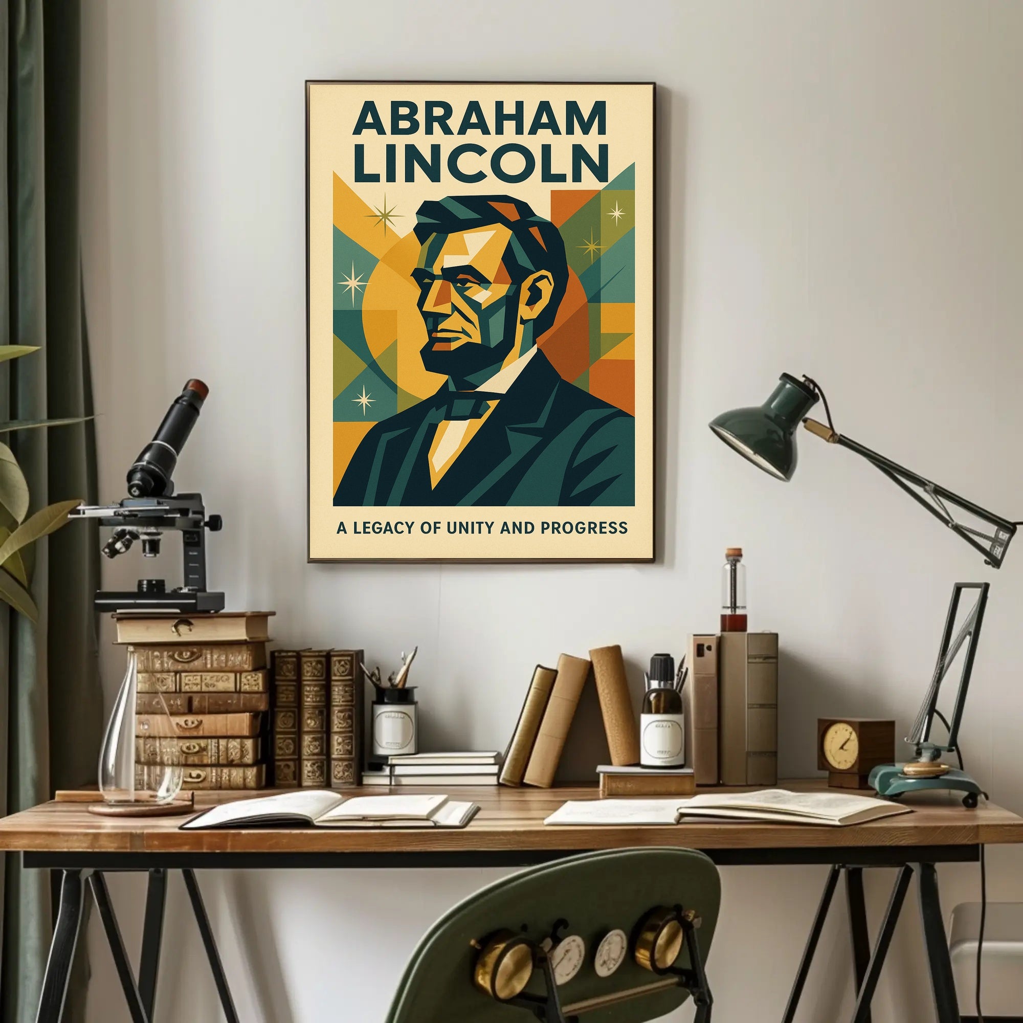 Abraham Lincoln A Legacy of Unity and Progress Poster PosterGoat