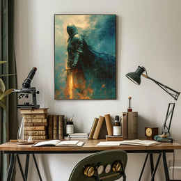 Medieval Knight with Glowing Sword Fantasy or Mythology Poster PosterGoat
