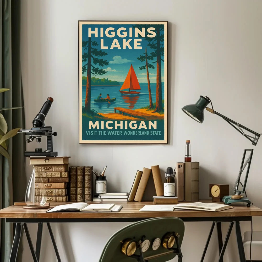Higgins Lake Vintage Travel Poster PosterGoat