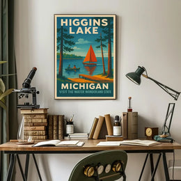 Higgins Lake Vintage Travel Poster PosterGoat