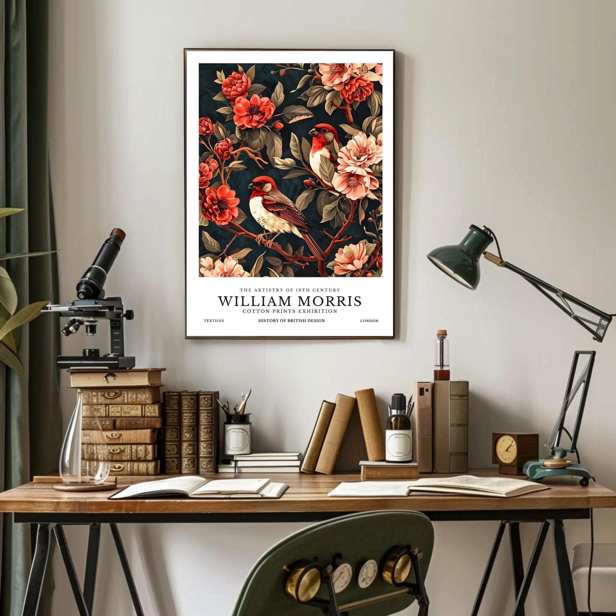 William Morris-Inspired Vintage Floral Illustration Cultural Poster