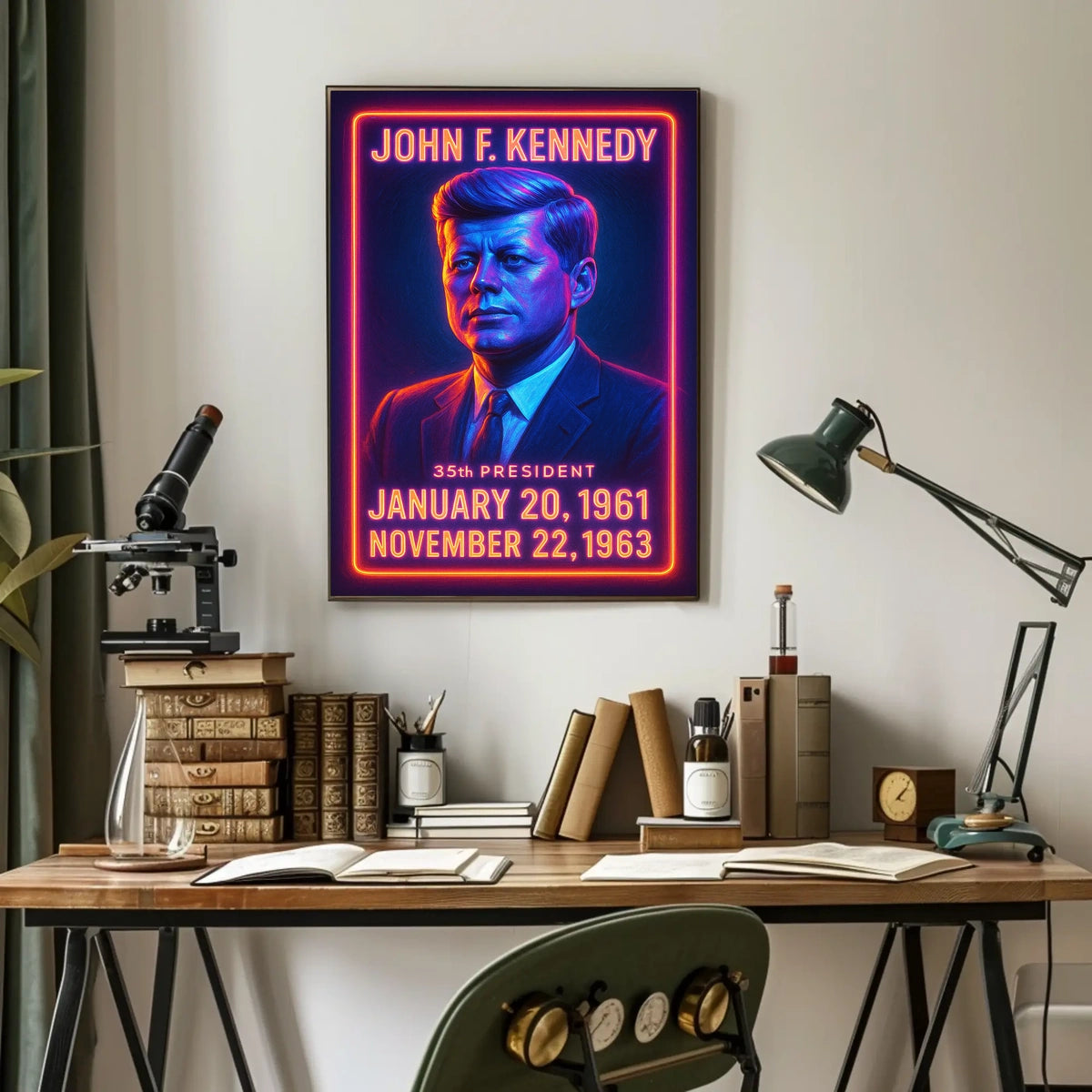 John F Kennedy Vintage Portrait Patriotic 35th Poster