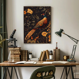 Majestic Pheasant Floral Harmony Poster