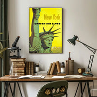 New York City Skyline Poster Vintage Travel Wall Art