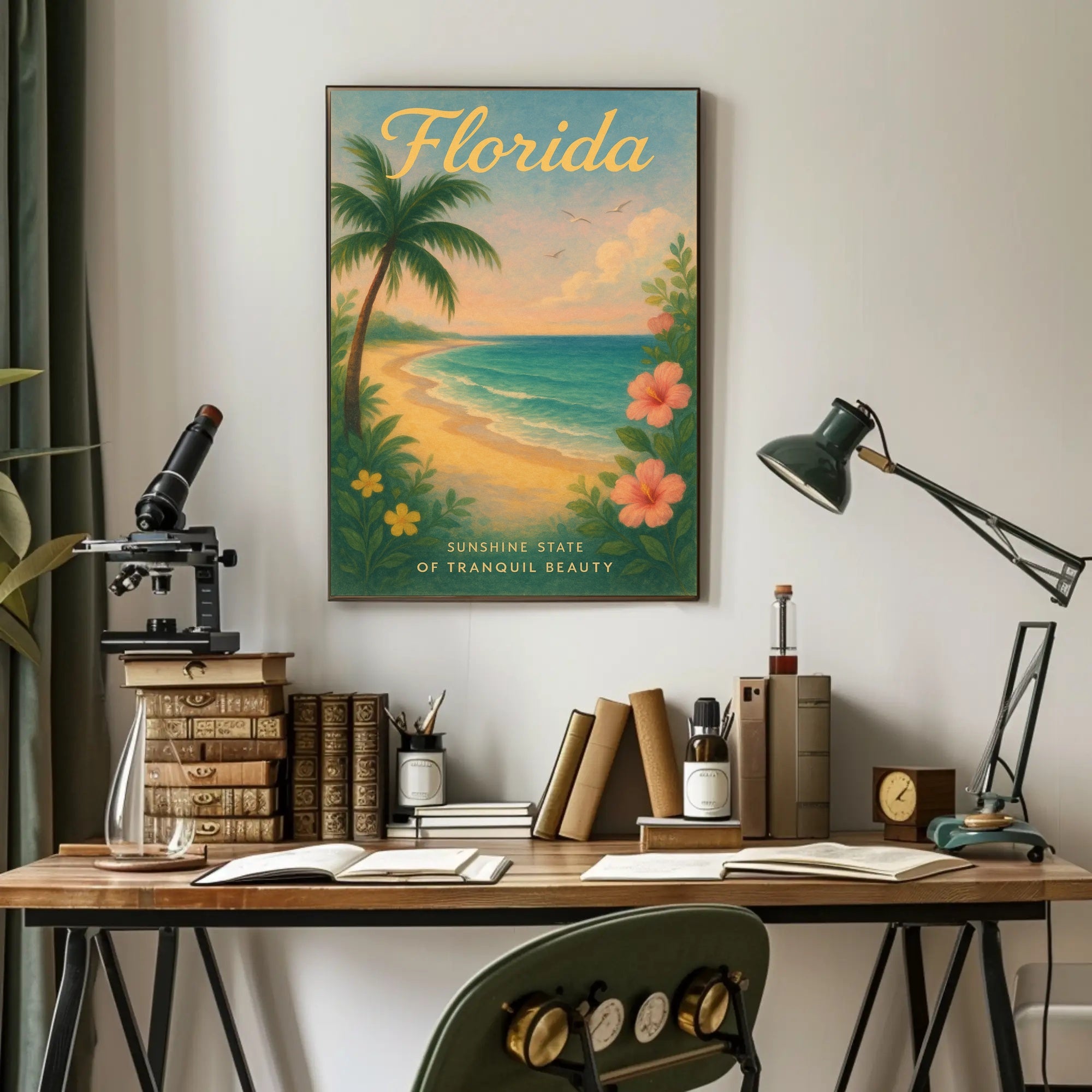 Florida Beach Poster Vintage Sunshine State Print