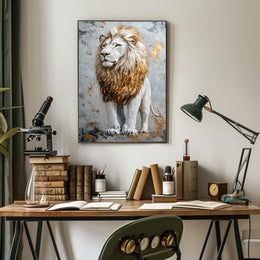 Majestic Lion in Gold and Earthy Tones Animal Poster