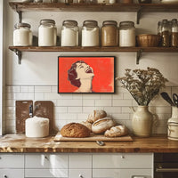 Joyful Vintage Laughter Poster with Red Background
