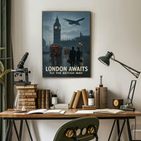 London's Timeless Iconic Twilight Vintage Travel Poster