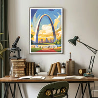 Gateway Arch Travel Poster Vintage Style Print