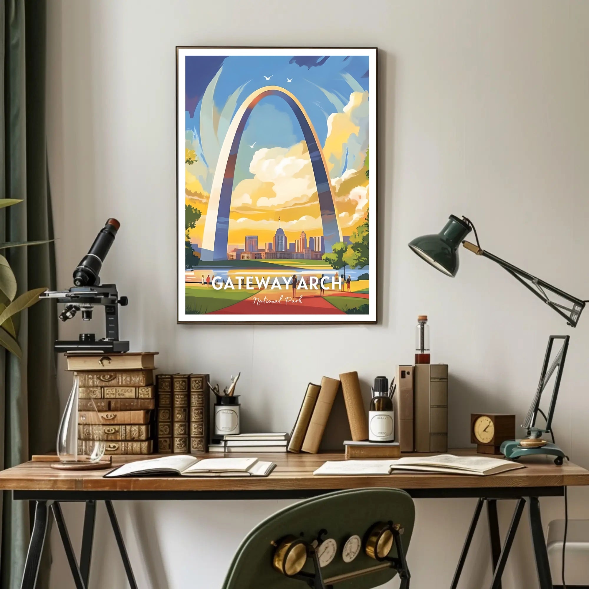 Gateway Arch Travel Poster Vintage Style Print