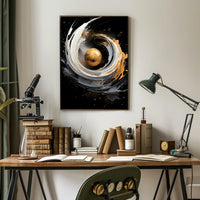 Golden Orb Abstract Art Print - Abstract Poster