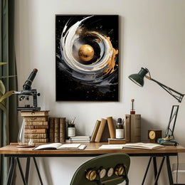 Golden Orb Abstract Art Print - Abstract Poster