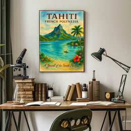 Tahiti Vintage Paradise Poster: Tropical Island Art Print