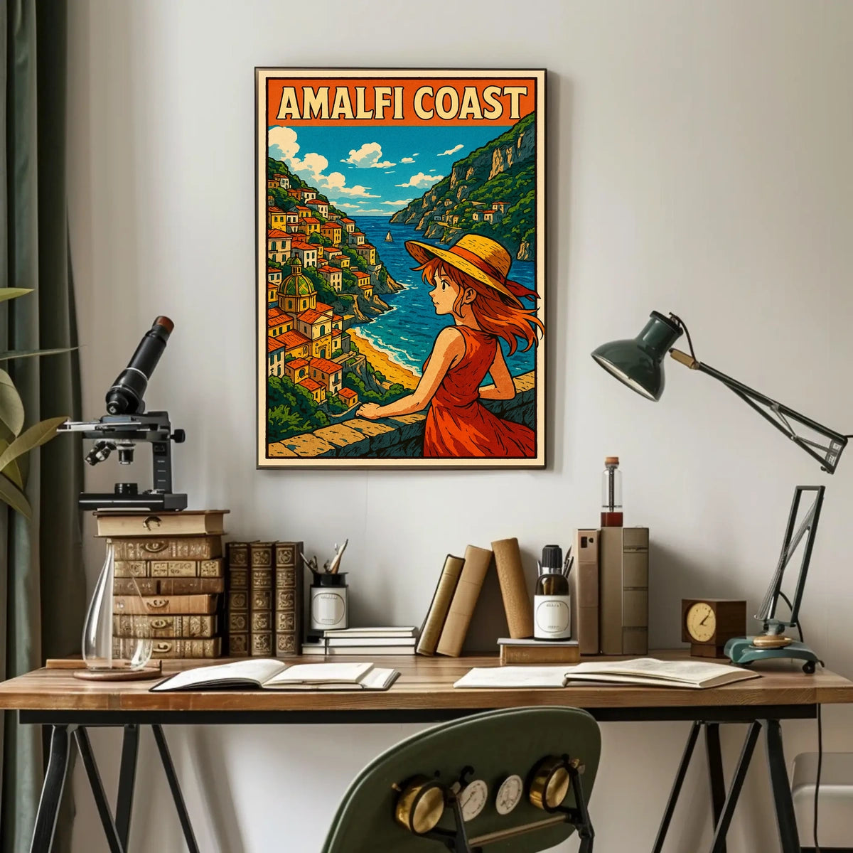 Amalfi Coast Illustration Poster Museum Quality Print