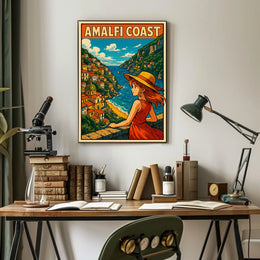 Amalfi Coast Illustration Poster Museum Quality Print