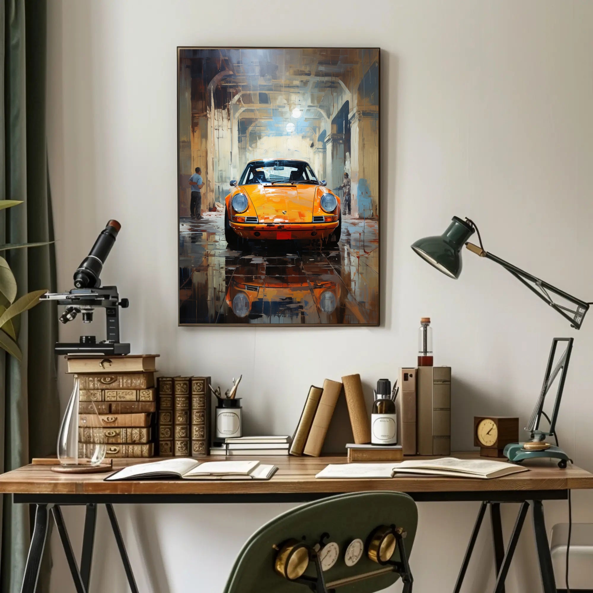 Vintage Elegance Classic Car In Urban Poster PosterGoat