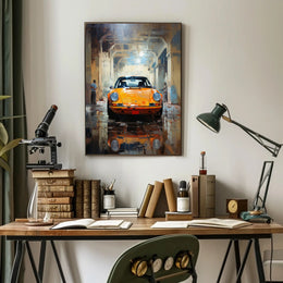Vintage Elegance Classic Car In Urban Poster PosterGoat