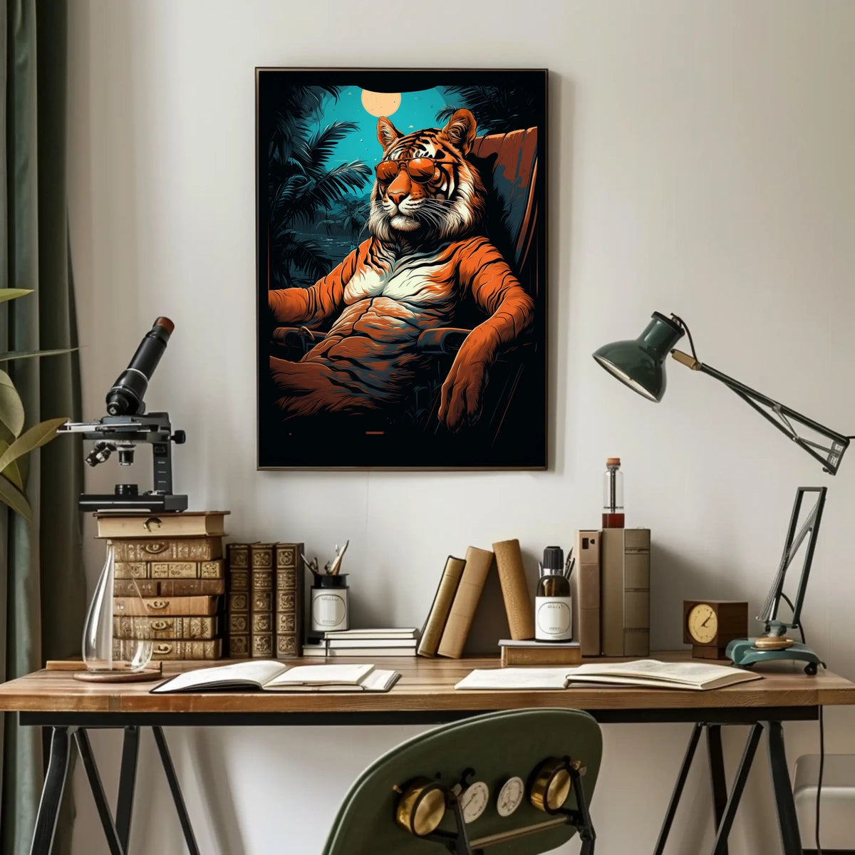 Tiger Majesty Illuminated: Exotic Animal Art Print Poster