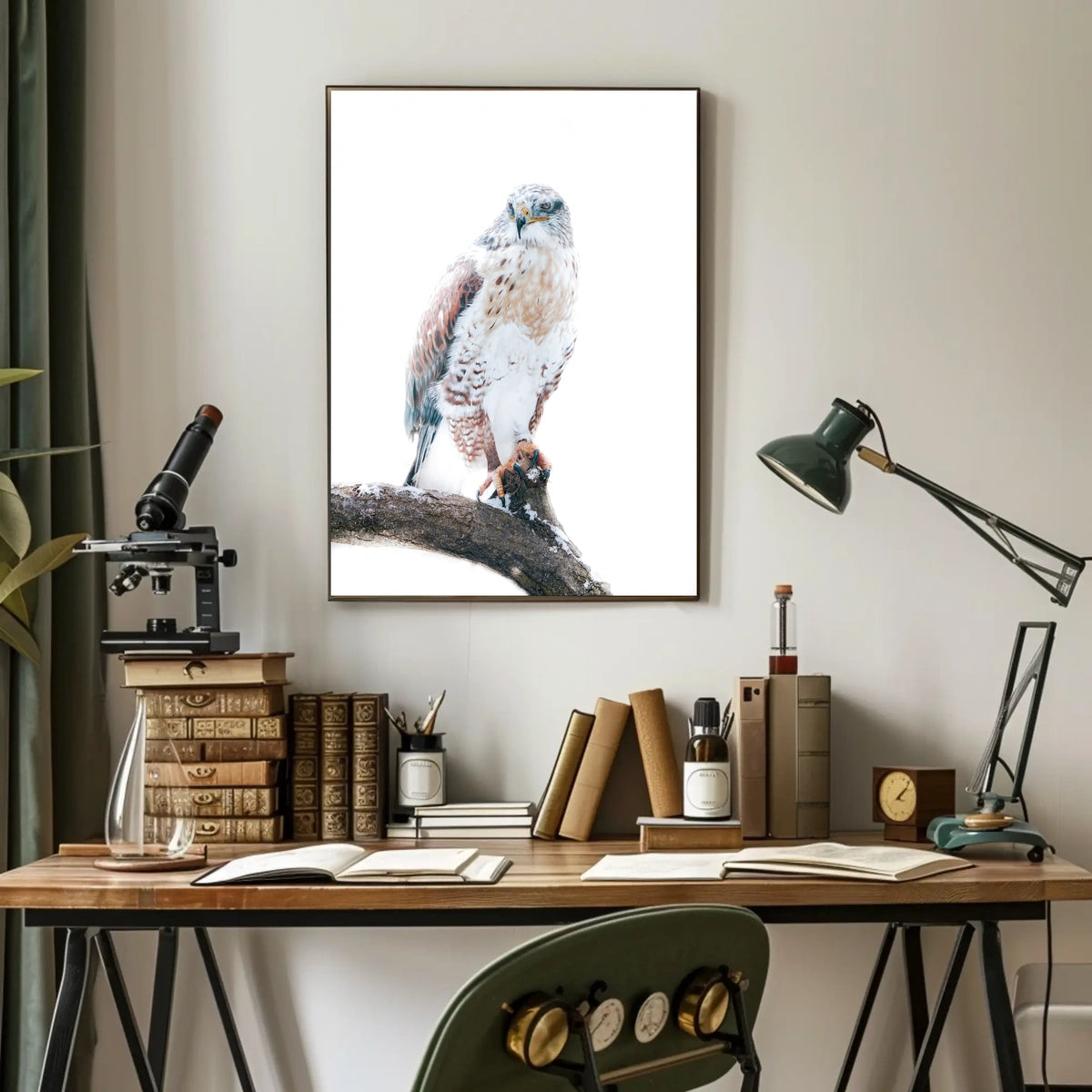 Majestic Hawk On A Snowy Branch Poster