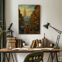 Historic Cityscape Poster Impressionist Nostalgic Home Decor