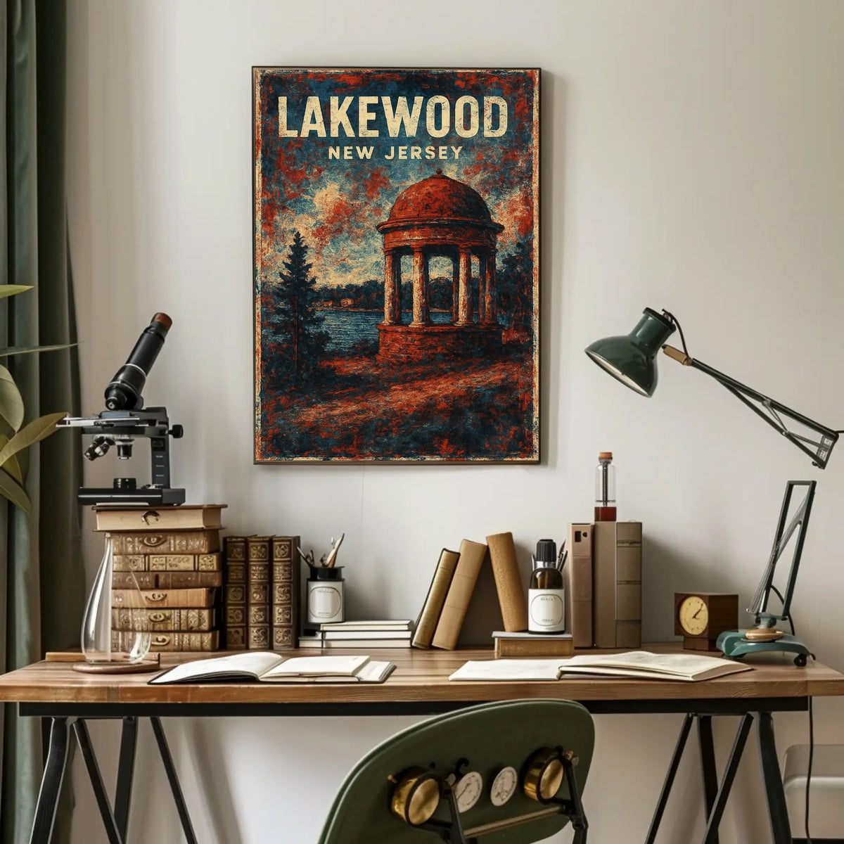 Lakewood New Jersey Scenic Cityscape Travel Photography Realism Modern Vintage Museum Quality Poster