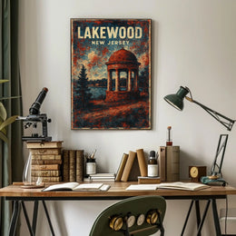 Lakewood New Jersey Scenic Cityscape Travel Photography Realism Modern Vintage Museum Quality Poster