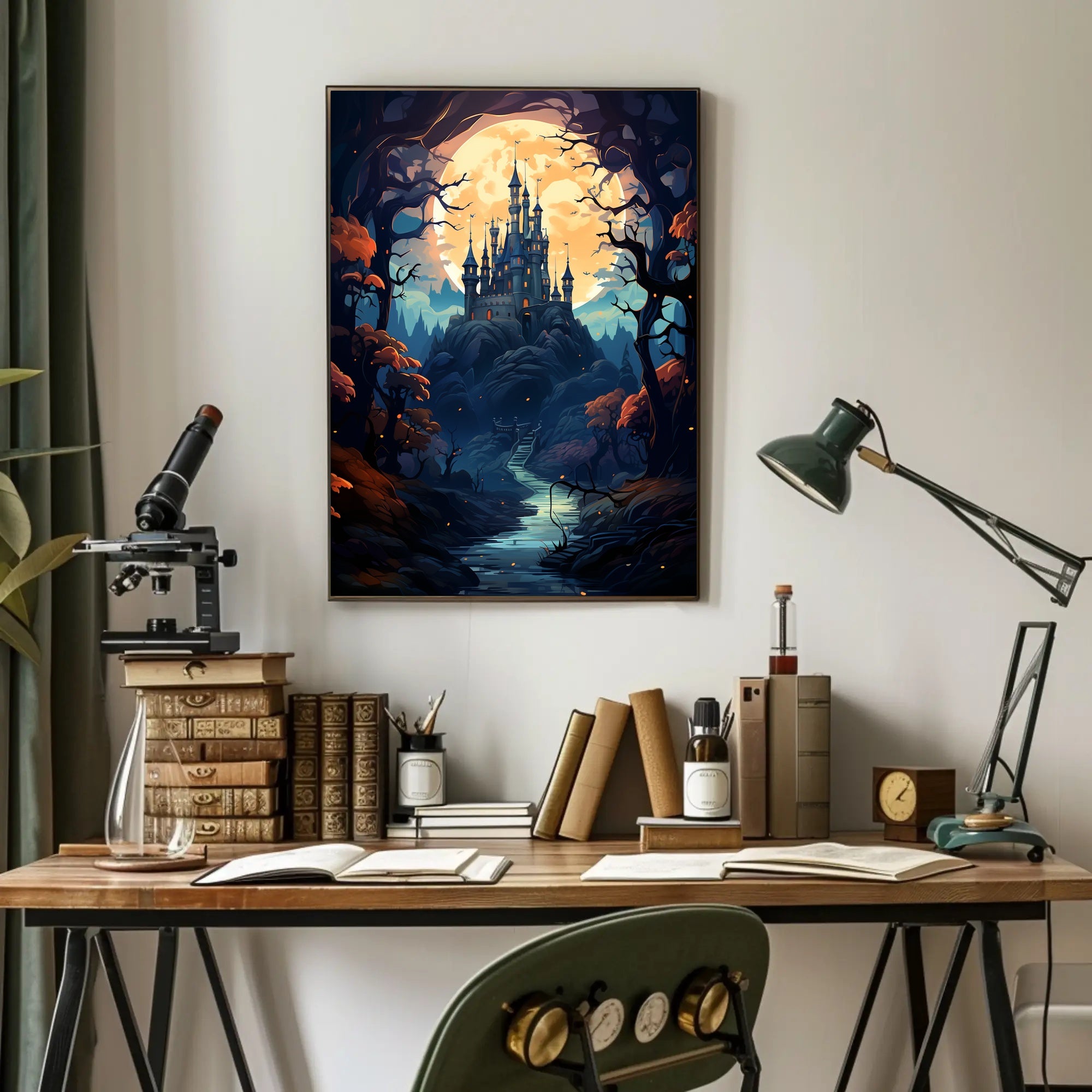 Enchanted Castle Under The Moon Poster