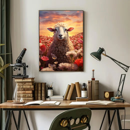 Serene Sheep At Sunset Poster PosterGoat