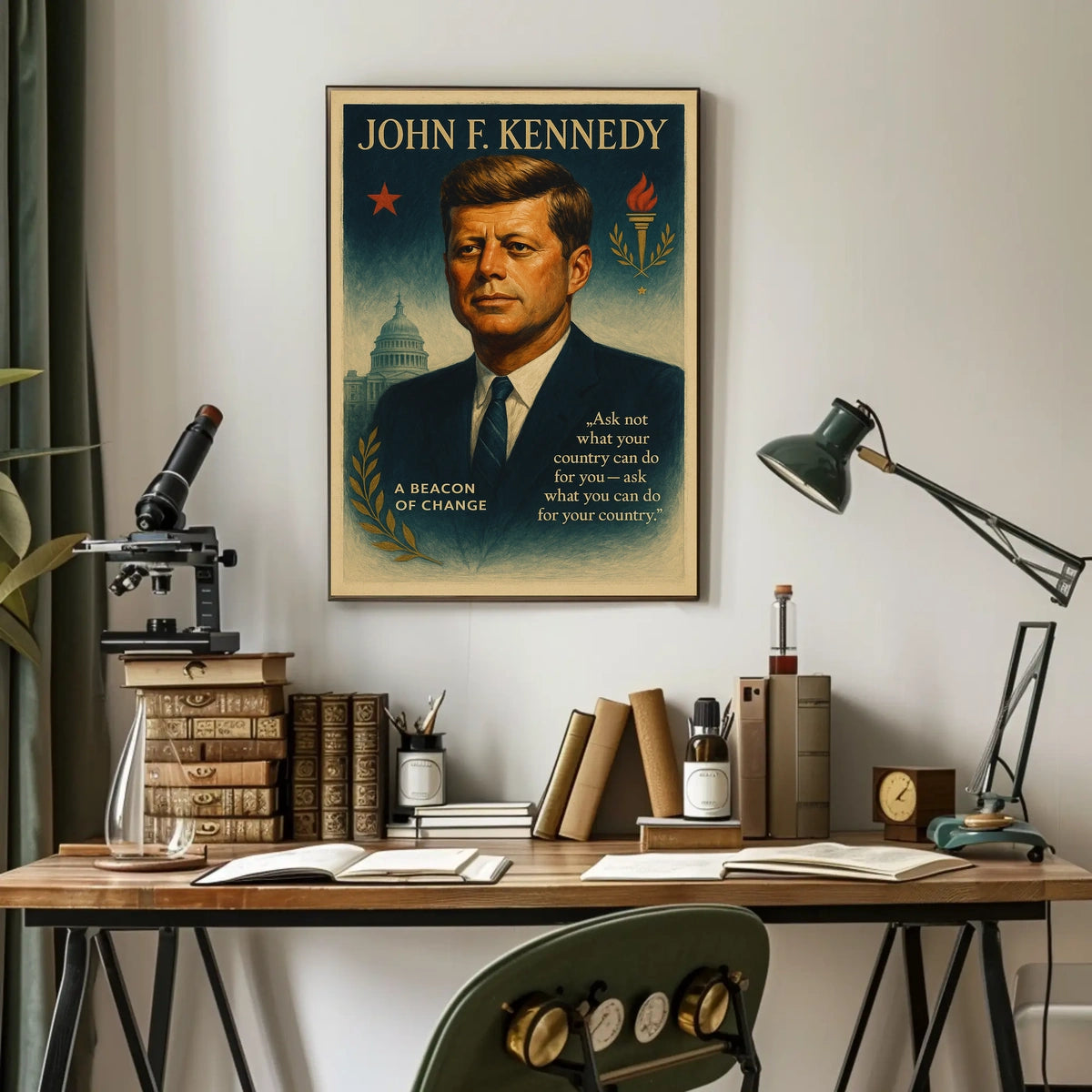 John F. Kennedy Inspirational Vintage Leadership Poster