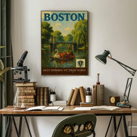 Boston Public Garden Vintage Travel Artwork Poster