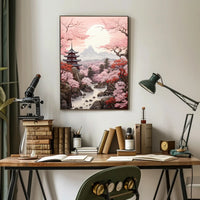 Tranquil Cherry Blossom Landscape Poster