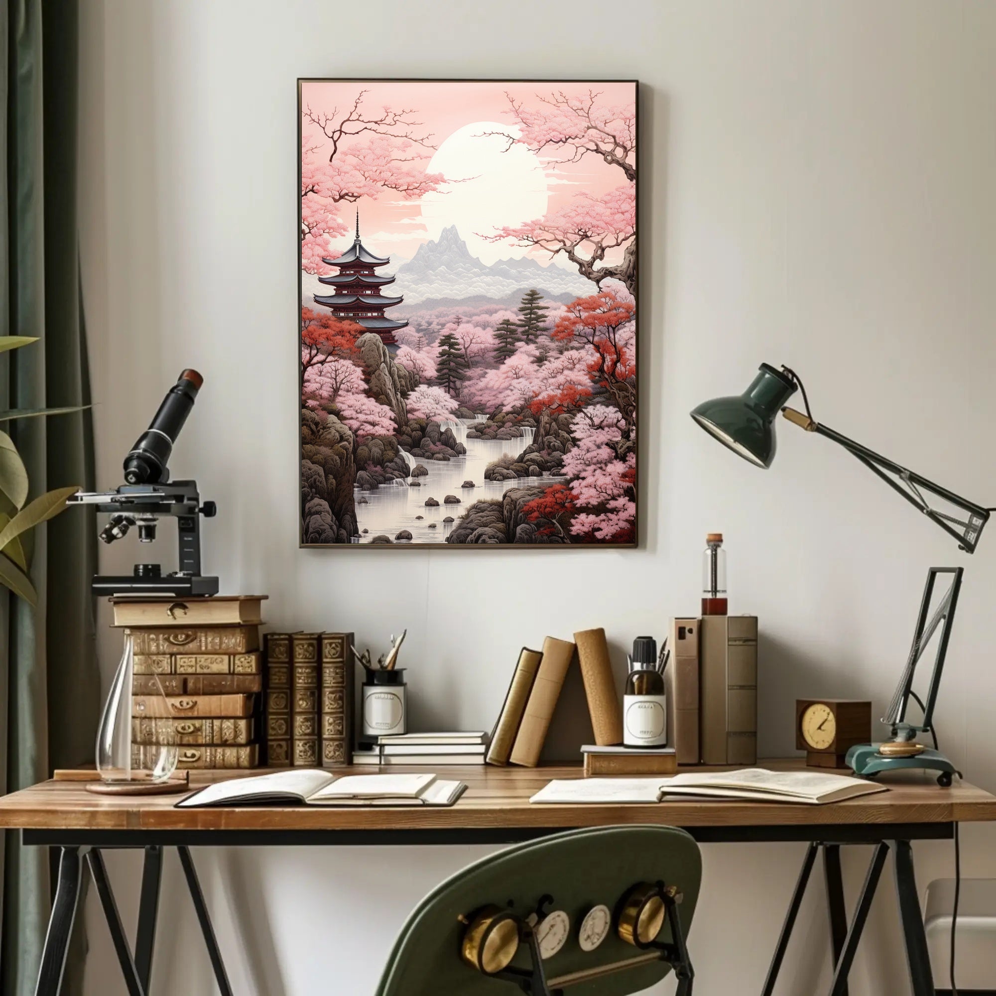 Tranquil Cherry Blossom Landscape Poster