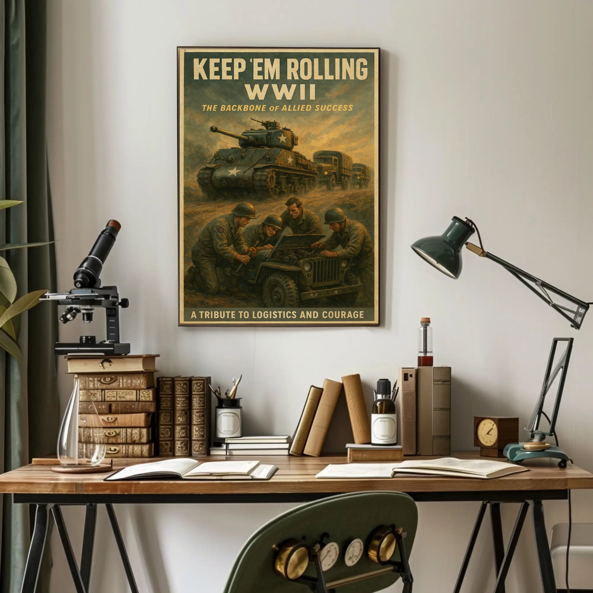 Keep 'Em Rolling: WWII Tribute Poster