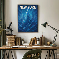 New York Skyline In Blue Poster
