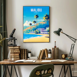 Malibu Beach Paradise Travel Poster