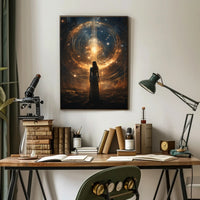Lone Explorer in Mystical Cosmic Realm Futuristic Sci-Fi Poster
