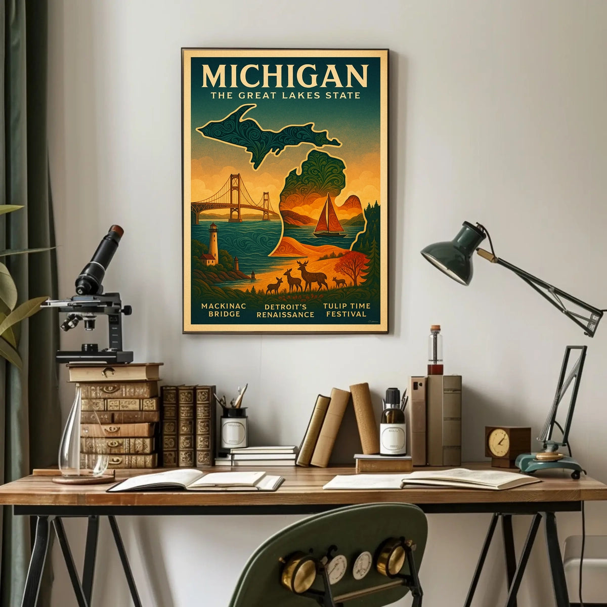 Discover Michigan The Great Lakes State Poster