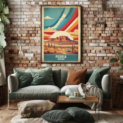Peoria Arizona Desert Drive Vintage Travel Poster