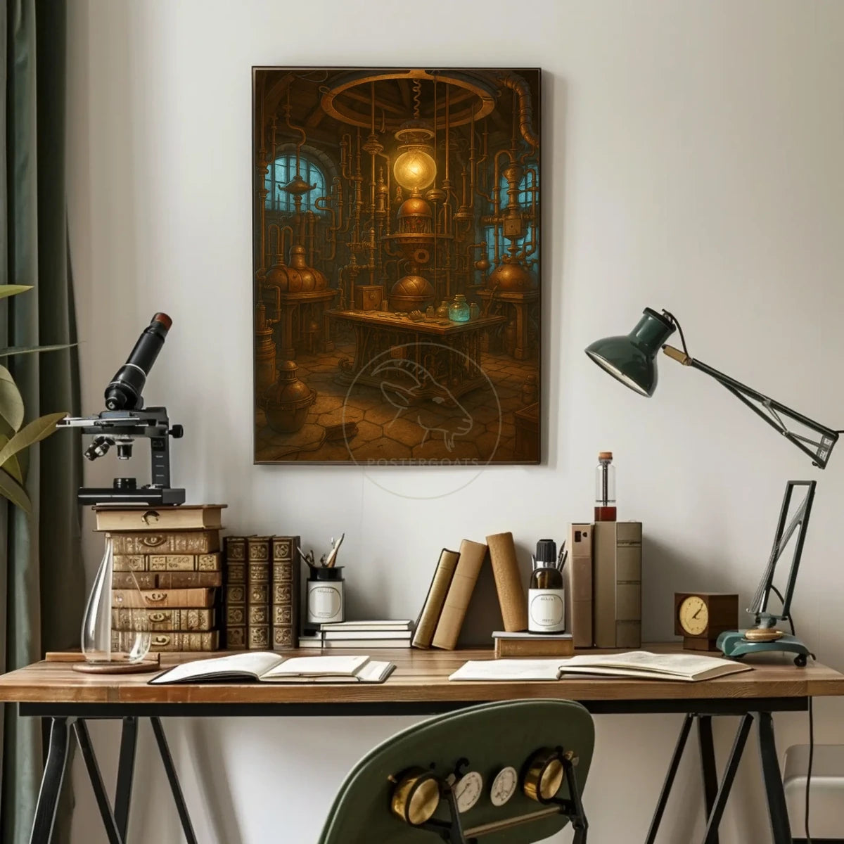Steampunk Laboratory Exploration in Fantasy or Mythology Poster