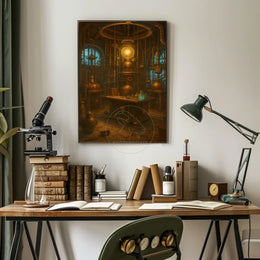 Steampunk Laboratory Exploration in Fantasy or Mythology Poster
