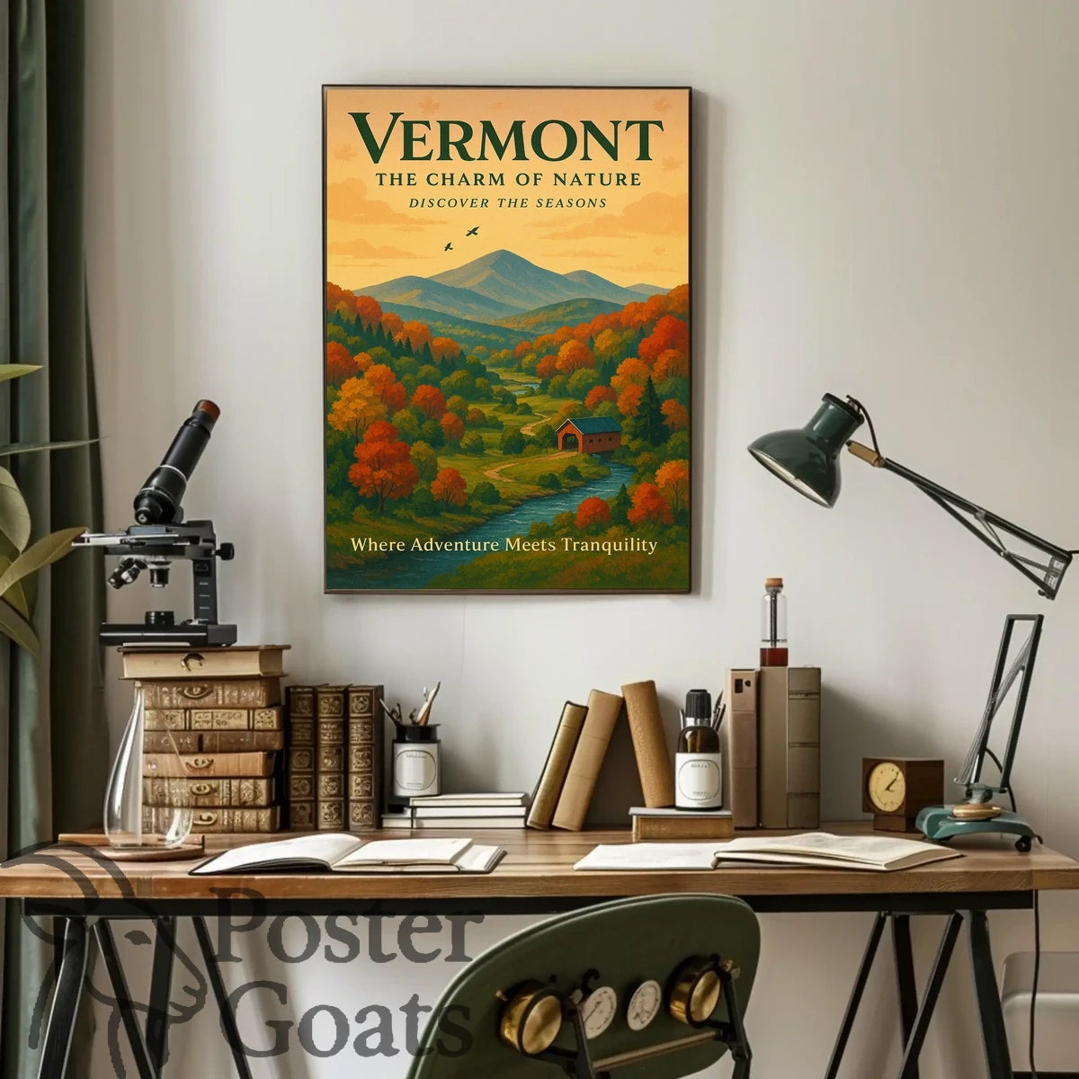 Vermont Scenic Autumn Landscape Travel Poster