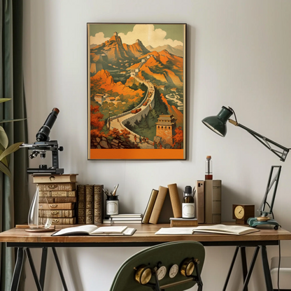 Great Wall Of China Historic Autumn Travel Poster