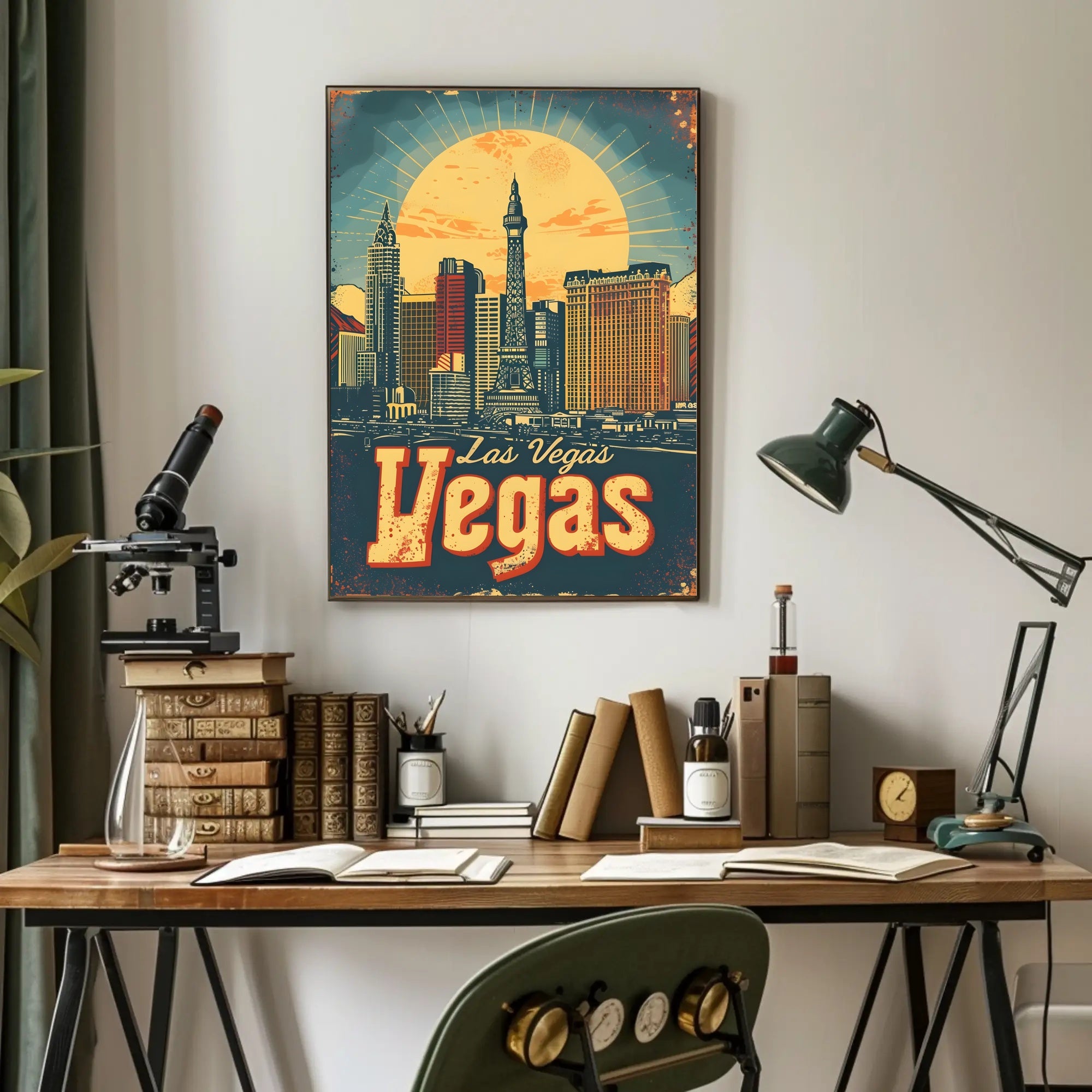 Las Vegas Skyline Poster: Vibrant Travel Art Décor Travel Poster