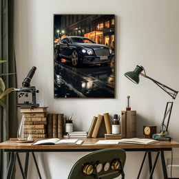 Sleek Elegance on a Rainy Night Poster PosterGoat